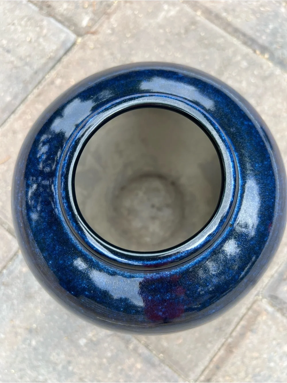 Dark Blue Ceramic Round 5.5” Tall MCM Vase